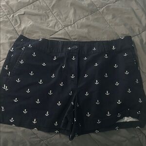 Nautical Anchor Print Women's Shorts - Navy Blue